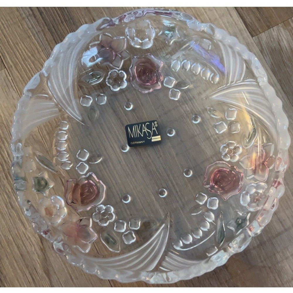 Set of 4 Vintage Mikasa pink floral cake plates - excellent condition - Picture 3 of 13
